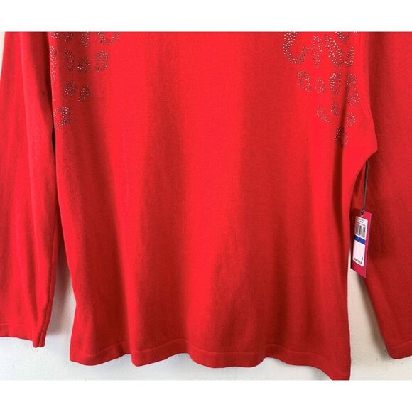 NWT VINCE CAMUTO Studded Shoulder Animal Print Jacquard Sweater Size XL - Picture 5 of 9